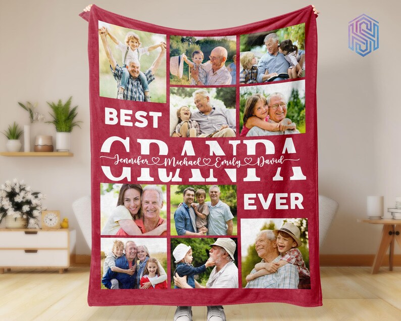 Best Grandpa Ever Photo Blanket Grandpa Fathers Day Gift From Etsy