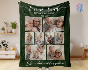 Personalized memorial blanket with pictures of loss of father, grandpa, husband - In memory of blanket - Sympathy blanket - Christmas gift