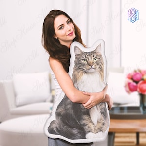 Custom 3D Pet Pillow from Photo, Personalized Animal Shaped Pillow, Dog/Cat Shaped Throw Pillow, Double Printed Pet Pillow, Pet Memory gift