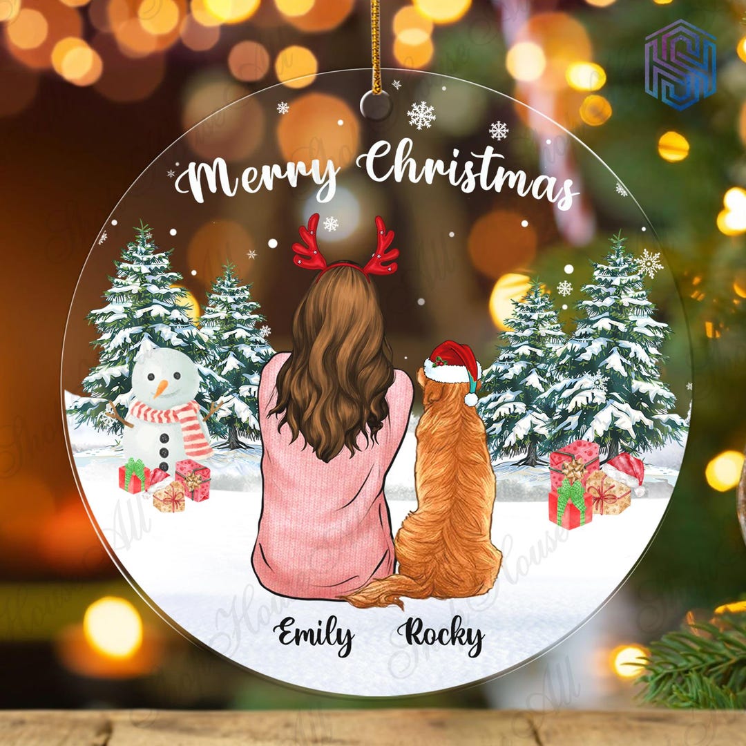 Custom Dog Christmas Ornament 2024, Girl With Dogs Christmas Gifts for
