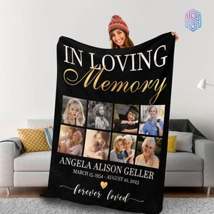 In loving memory photo blanket loss of mother, grandma - Memorial blankets with pictures - Custom Sympathy blanket funeral - Christmas gift
