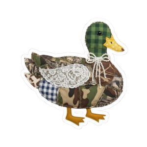 フェイクパッチワークダックキスカットステッカー | 迷彩柄、チェック柄、レース柄