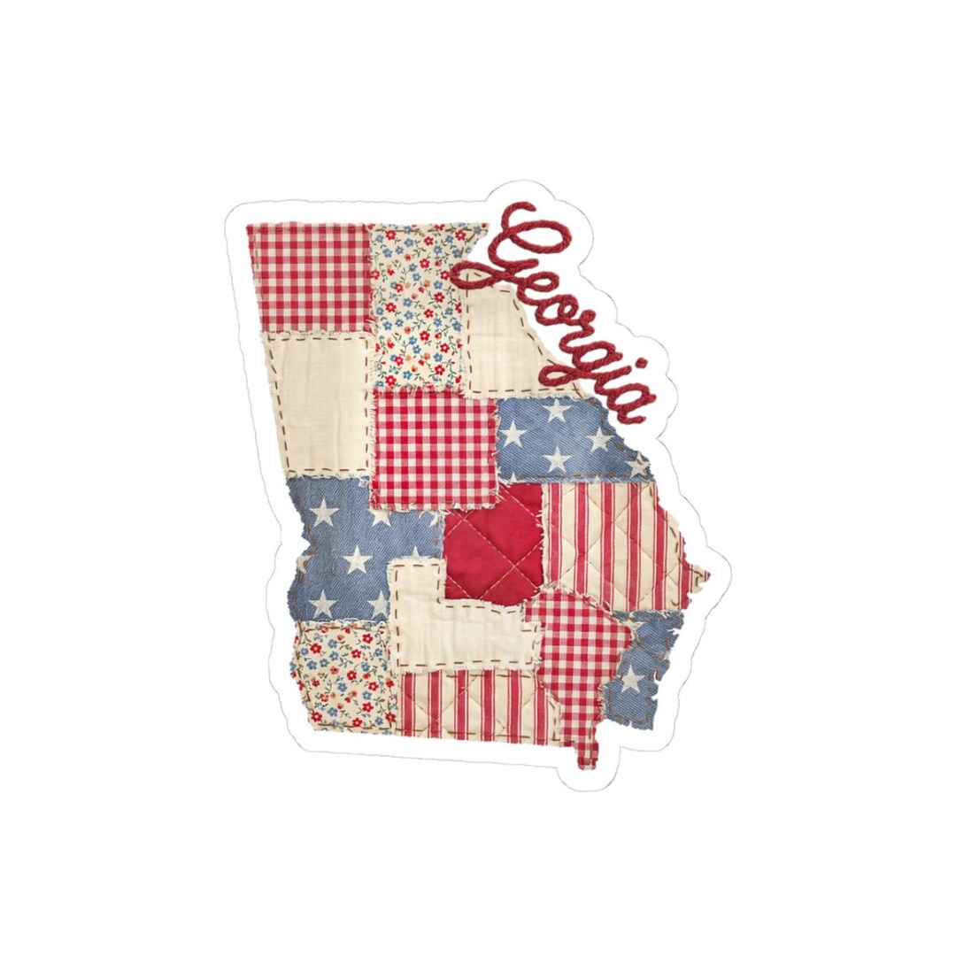 State Patchwork Georgia Patchwork Map Sticker | Kiss-cut Vinyl State Decal - Etsy