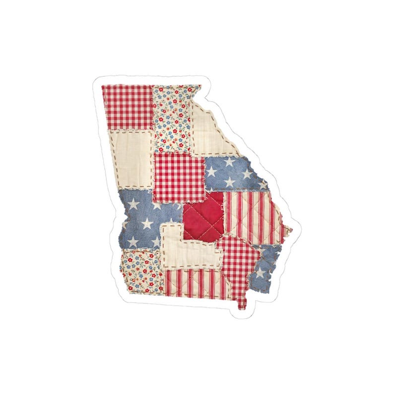 Patchwork Georgia Map Kiss-cut Sticker | Americana State Outline ...