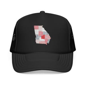 Broderad amerikansk flagga Georgia State Patch Skum Truckerkeps | USA Patriotisk karta