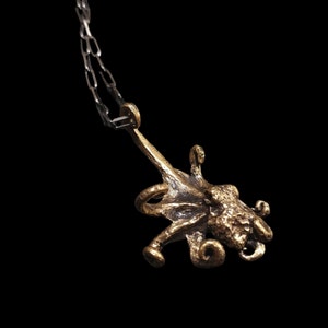 Reaching Octopus Pendant, Octopus Necklace, Brass Octopus, Nautical Jewelry, Bass