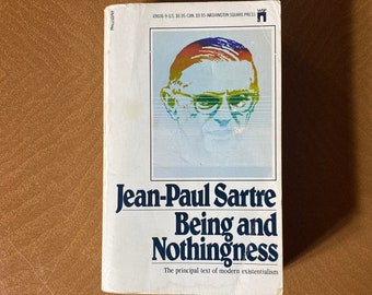 being and nothingness by jean-paul sartre retro 1990s softcover edition with unbroken spine