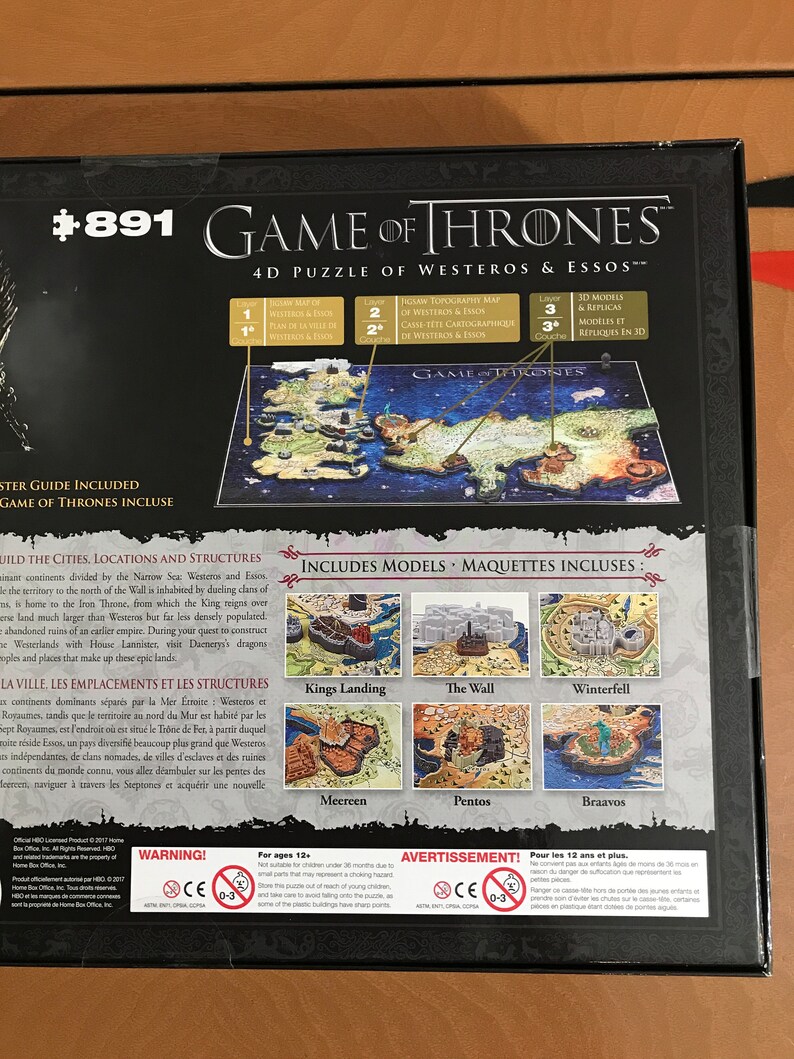 Games of Thrones 4d Puzzle of Westeros & Essos Factory