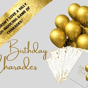 Birthday Charades | Party Game | Adult Party | Party Charades | Printable game | Digital printable | Fun | Activity | JPG | PDF | Cards