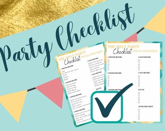 Party checklist | Digital product | To do list | Printable | PDF | JPG | Party Task Template | Preparing party | Planner | Event checklist