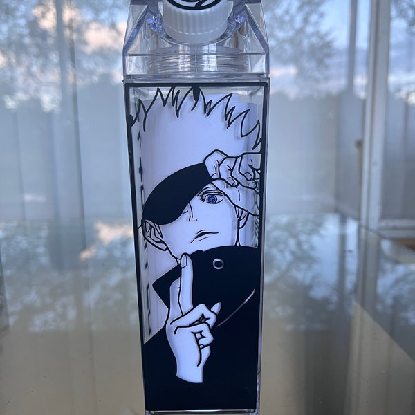 Anime Inspired Milk Carton Water Bottle | Gojo Satoru Milk Carton Bottle | Jujutsu Kaisen Milk Carton Bottle | JJK Custom