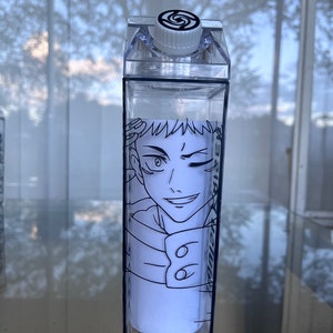 Anime Inspired Milk Carton Water Bottle | Itadori Yuji Milk Carton Bottle | Jujutsu Kaisen Milk Carton Bottle | JJK Custom