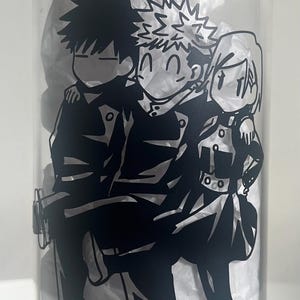 Anime Inspired Glass Can | First Year Trio Glass Can | Itadori Yuji Fushiguro Megumi Kugisaki Nobara | Jujutsu Kaisen Glass Can | JJK Custom