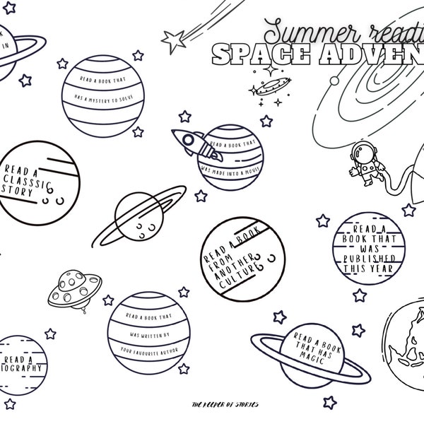 Children’s space-themed reading colouring challenge for summer