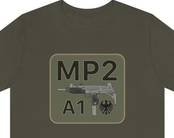 Custom German MP2 A1 UZI 9mm SMG T Shirt - Unisex Jersey Short Sleeve Tee