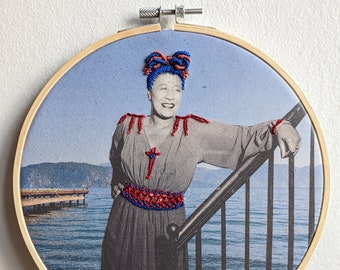 Modern photo embroidery, Handmade embroidery hoop, Handmade wall decoration