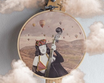 Modern photo embroidery, Handmade embroidery hoop, Handmade wall decoration