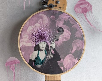 Modern photo embroidery, Handmade embroidery hoop, Handmade wall decoration