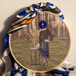 Modern photo embroidery, Handmade embroidery hoop, Handmade wall decoration image 1