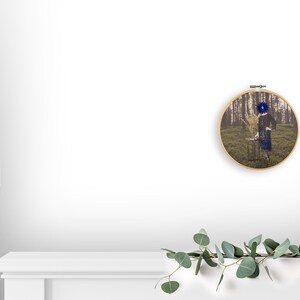 Modern photo embroidery, Handmade embroidery hoop, Handmade wall decoration image 4