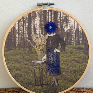 Modern photo embroidery, Handmade embroidery hoop, Handmade wall decoration image 2