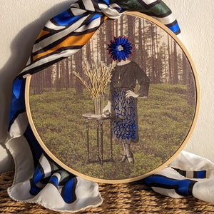 Modern photo embroidery, Handmade embroidery hoop, Handmade wall decoration image 3