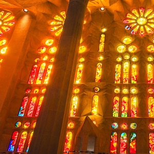Sagrada Stained Window | Travel Photography | Barcelona Wall Art | Spain Architecture Photography | Prints, Canvas Wall Art, Framed, Metal