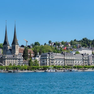 Lucerne City from Lake Lucerne Switzerland |Travel Photography |Luzern Wall Art |Swiss Landscapes Photography |Prints, Canvas Art,Framed