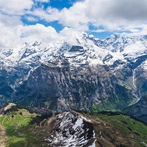 View of Snowcapped Mountains from Schilthorn |Travel Photography |Schilthorn Art |Swiss Landscapes Photography |Prints, Canvas Art,Framed