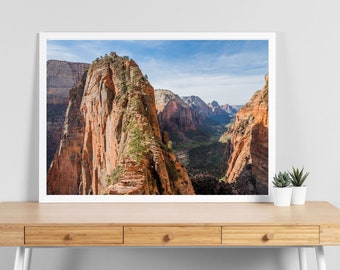 Angels Landing Zion Nationalpark | Reisefotografie | Berg Wand Kunst | Utah Fotografie | Drucke, Leinwand Foto, Gerahmt, Metal