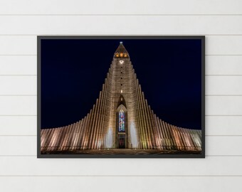 Hallgrímskirkja Church, Reykjavik Iceland | Travel photography | Cityscape Wall Art | Prints, Canvas Photo Print, Framed, Metal