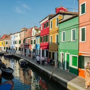 Burano Colorful Houses Canal Venice | Travel photography | Landmark Wall Art | Italy Photography | Prints, Canvas Photo Print, Framed, Metal