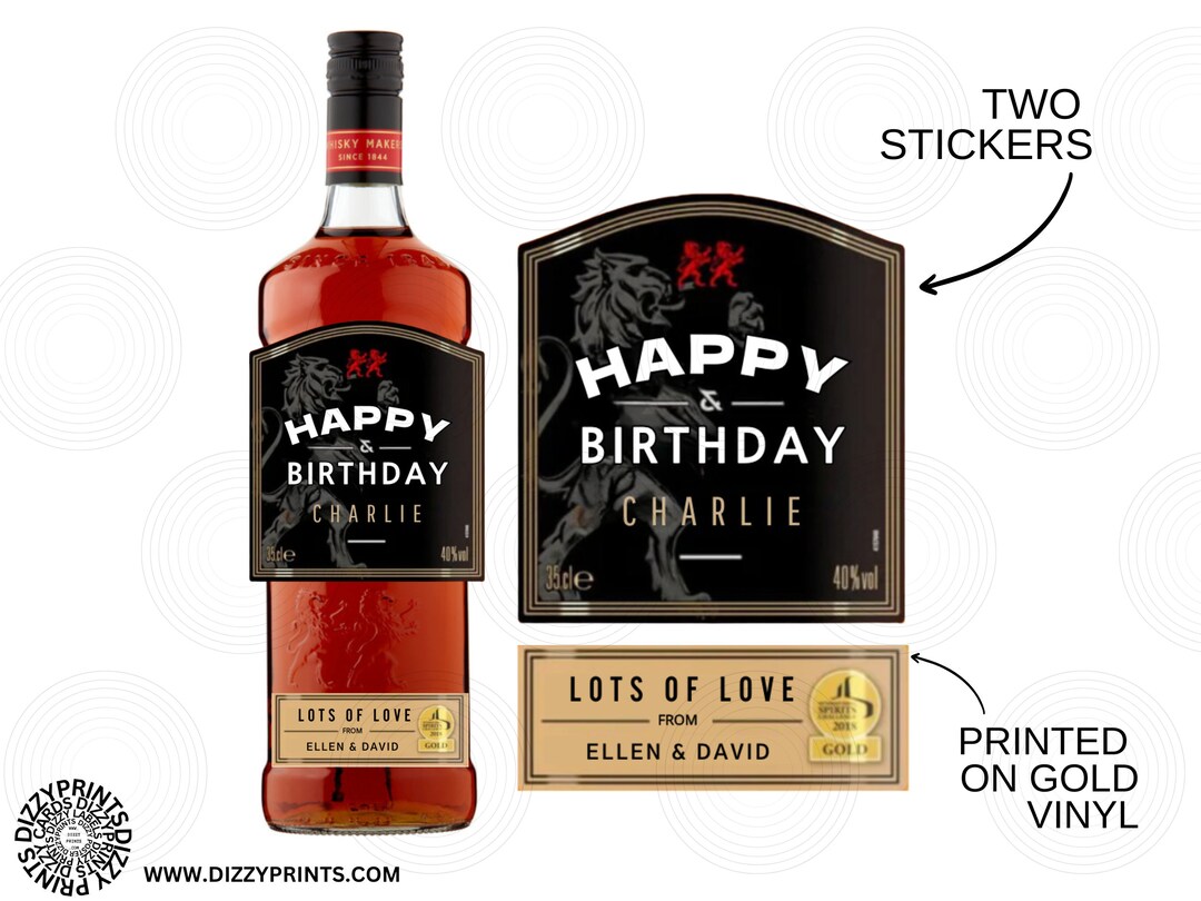Custom Scotch Label Blended Scotch Whiskey Personalised Bottle Label Custom Details Printed ...