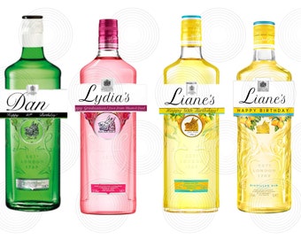 Etiqueta personalizada para botella de Gin - Vinilo personalizado Limón, Normal y Limón siciliano.