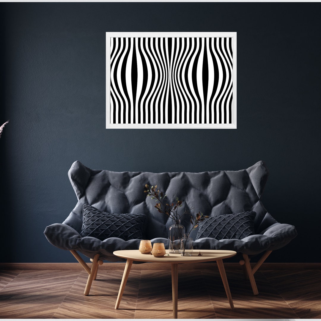 Warped Mono Black Grid Poster Print Trippy Distorted Funky Wall Art ...