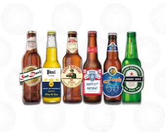 Various BEER Personalised WATERPROOF Custom Bottle Labels | Pre-cut made to size | Multiple Bottle Sizes and Multipack Offers | Fast Deliver