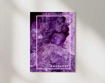 Amethyst Birthstone Poster Print A6 A5 A4 A3 A2 A1 Modern Wall Art Photography realism  | Home Decor | Crystals | Precious Stone | February