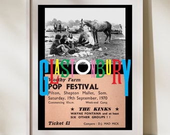 Glastonbury Festival Poster Print | A6 A5 A4 A3 A2 A1 Modern Wall Art | Crazy Funky imagery | Trending 2023 Popular Prints | Vintage |