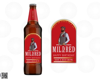 Etichetta della bottiglia personalizzata personalizzata Red Beer Mad - Varie dimensioni, compleanno, giocattoli per addio al nubilato, addio al celibato