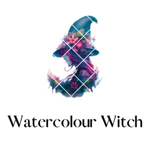 Ilustração digital de clipart de bruxa em aquarela floral para designs digitais, sublimação e impressão sob demanda