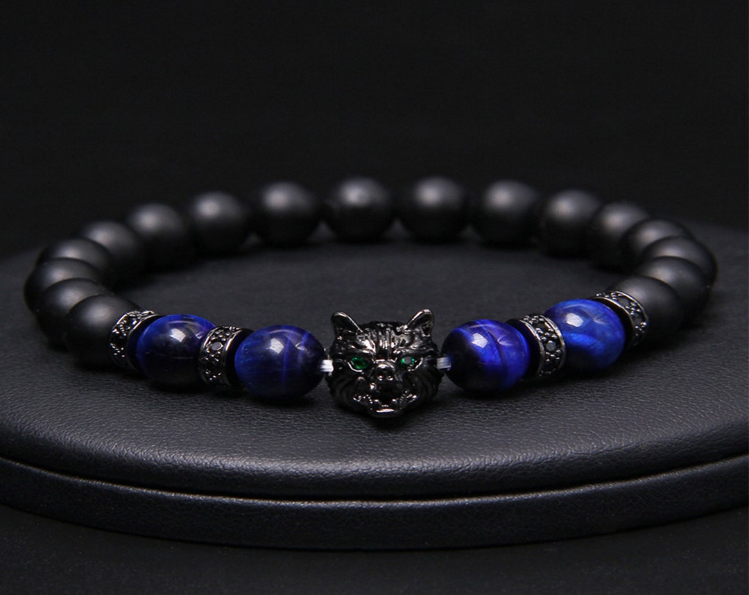 Lava Stone Wolf Bracelet Viking Jewellery Natural 8mm - Etsy