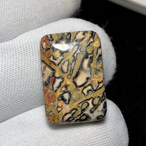 Natural Patterns Leopard Skin Jasper Cabochon, 24 x 16 x 7MM, One Of Kind Earthy Tones Vibrant Orbicular Jasper Loose Gemstone. 19.2 carat.