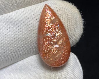 Awesome Sun Stone Cabochon, 24 x 12 x 5MM, 13.3crt, This Cabochon Enhances The Stone's Depth And  Natural  Character, Loose Stone.