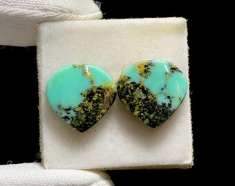Gorgeous Natural Hubei Turquoise Pair Cabochon, The Stone Is Typically Stabilized To Enhance Durability Ideal For Jewelry, 12x12x2MM, 6.0ct.