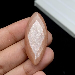 Persika månsten fasetterad ädelsten, 38x16x7mm markisformad 32.3cts rosenslipad ädelsten, bohemiska hängen, smycken, present till henne 3957