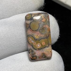 Natural Patterns Leopard Skin Jasper Cabochon, 25 x 13 x 6MM, One Of Kind Earthy Tones Vibrant Orbicular Jasper Loose Gemstone. 14.2 carat.