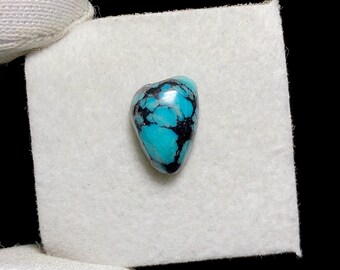 Cabujón de turquesa de Hubei de alta calidad, 10 x 7 x 3 mm, 1,3 ct, muestra la belleza de la piedra. Es un símbolo de tradición, piedra suelta.