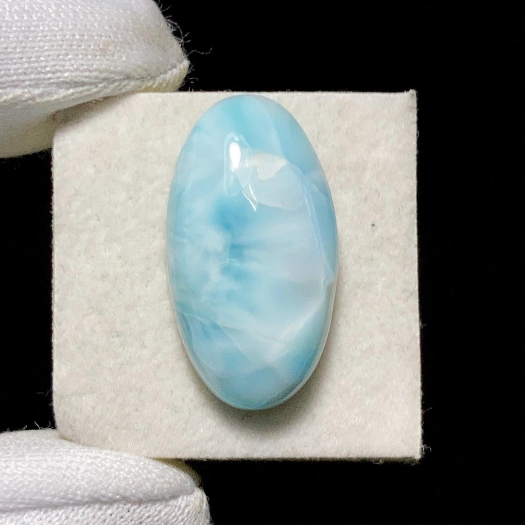 Impressive Patterns Blue Larimar Cabochon, 13.80 Carat, 22 X 12 X 6MM ...