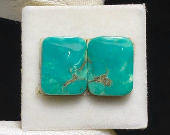 Stunning Natural Hubei Turquoise Pair Cabochon, Gemstone Highly Sought After By Jewelry Designers & Collector, 12 x10 x 3MM, 7.8ct.