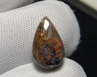 Einzigartiges Muster Kupfer Chrysokoll Cabochon, natürlicher Tee grüner Edelstein mit reichen Kupferadern Perfekt für die Schmuckherstellung, 15x10x5MM, 7,6ct